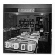 Polaroid snapshot of Friends of the Arcadia Public Library booksale set up in the Art & Lecture Room.