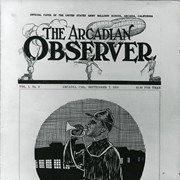 Photographic print of the front cover of  Vol. 1, No. 6, September 7, 1918  issue of THE ARCADIAN OBSERVER.