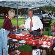 Arcadia Recreation Department Summer Concert on the Arcadia City Hall lawn, with Gail Marshall and Gary Kovacic at a concession stand.