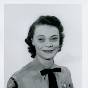 Portrait of Arcadia Police Department staff Flora Hora aka Flora Mae Keeville. She was the Chief's Secretary September 1956-March 1959.