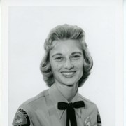 Portrait of Arcadia Police Department staff Patricia Wright, later Patty Wilsterman.
