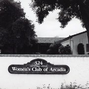 Exterior view and front sign of Woman's Club of Arcadia building at 324 South First Avenue in Arcadia. Photograph by Terry Miller.