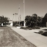 Exterior of lower Arcadia City Hall (right) and Arcadia City Council Chambers (left), 240 West Huntington Drive. Photograph by Terry Miller.