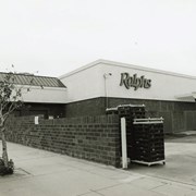 Ralphs grocery store at 1101 West Huntington Drive. This was at the corner of Huntington Drive and Sunset Boulevard. Brick exterior. Photo by Terry Miller.