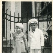 Jerry Selmer and Doris Selmer (maiden name unknown) as children in Huntington Park, CA. They were neighbors. Jerry Selmer and Doris Selmer were longtime members and officers of Friends of the Library.