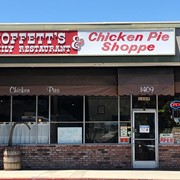 View of exterior and entrance of Moffett's Family Restaurant & Chicken Pie Shoppe located at 1409 S. Baldwin Avenue in Arcadia.