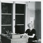 Eleanor Gilbert in charge of overdue department at Arcadia Public Library, 25 N. First Avenue.