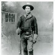 John McCoy in Spanish American War uniform.(He was a Rough Rider.) Identified for Library by his son, George McCoy, in 1978.