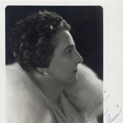 Studio portrait of Anita M.Baldwin looking to the right.  It has been inscribed in Anita's hand: To Coombsie from Lady Ann.