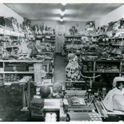 View of interior of east portion of Shugert's House of Toys Toy Store which was located at 111-113 E. Huntington Drive.  This was an institution during late 1950's.  Proprietor was Charles Shugert. Listed in Arcadia city directories 1952-1960 (1951 city directory not available to verify existence then, gone by 1962. Status unknown in 1961).