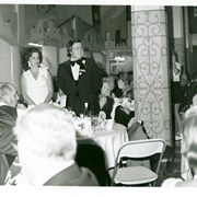 Mrs. Carol Jo Parry and her husband, Mayor David Parry, stand at their table to be introduced to guests at Diamond Jubilee Ball.