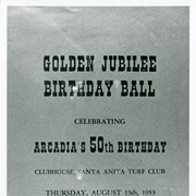 Photo of front of gold colored invitation to Golden Jubilee Ball.